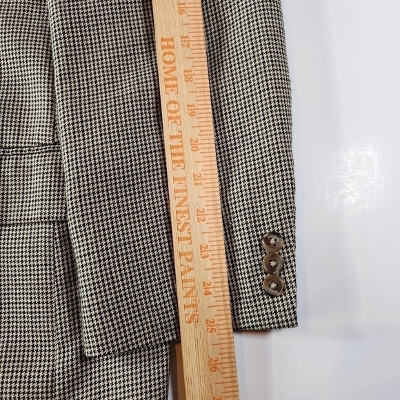 ALAN Flusser 44L Brown Houndstooth 2-Button Blazer Sport Coat Suit Jacket Silk - Picture 10 of 12
